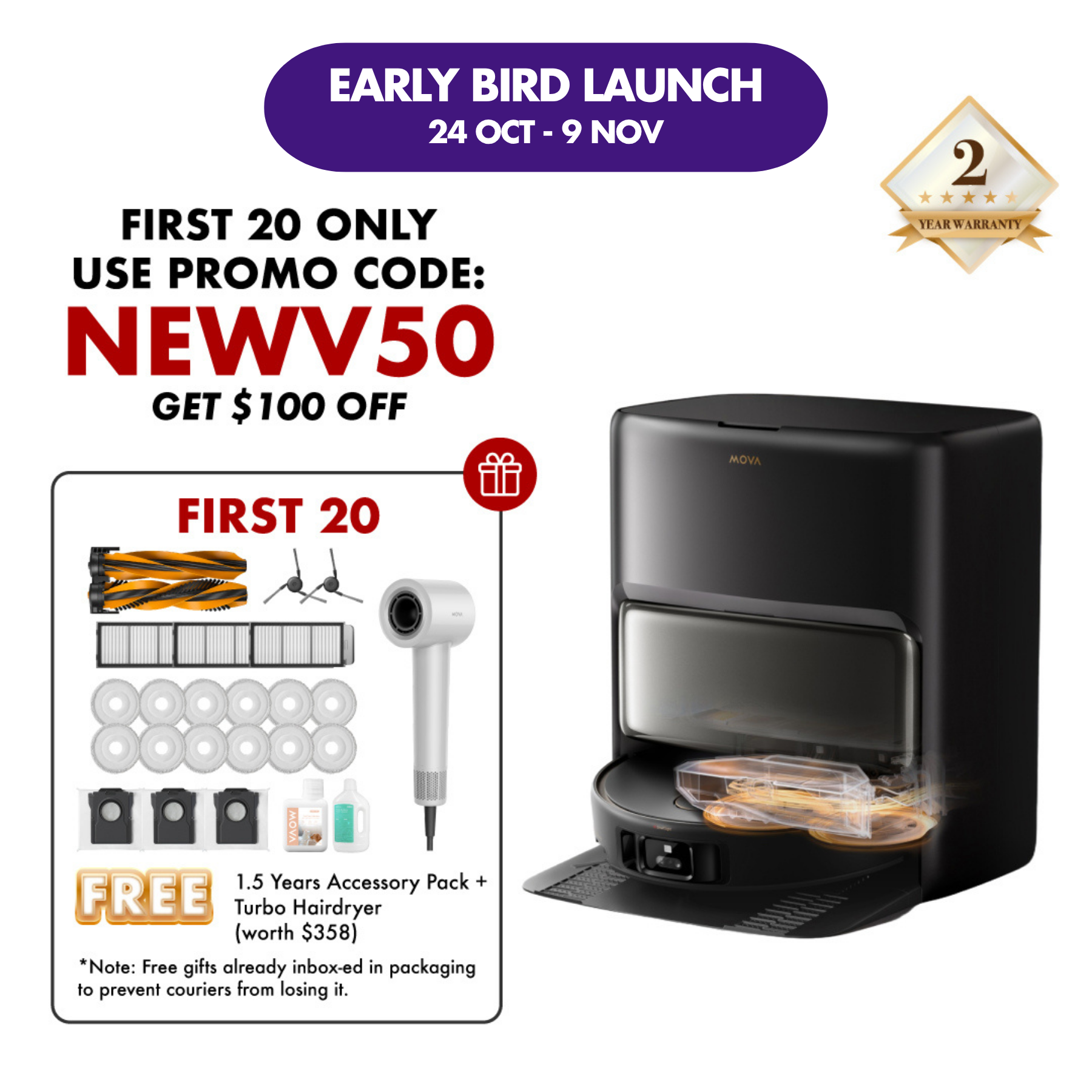 【Early Bird Launch】MOVA V50 Ultra Complete Robot Vacuum Cleaner