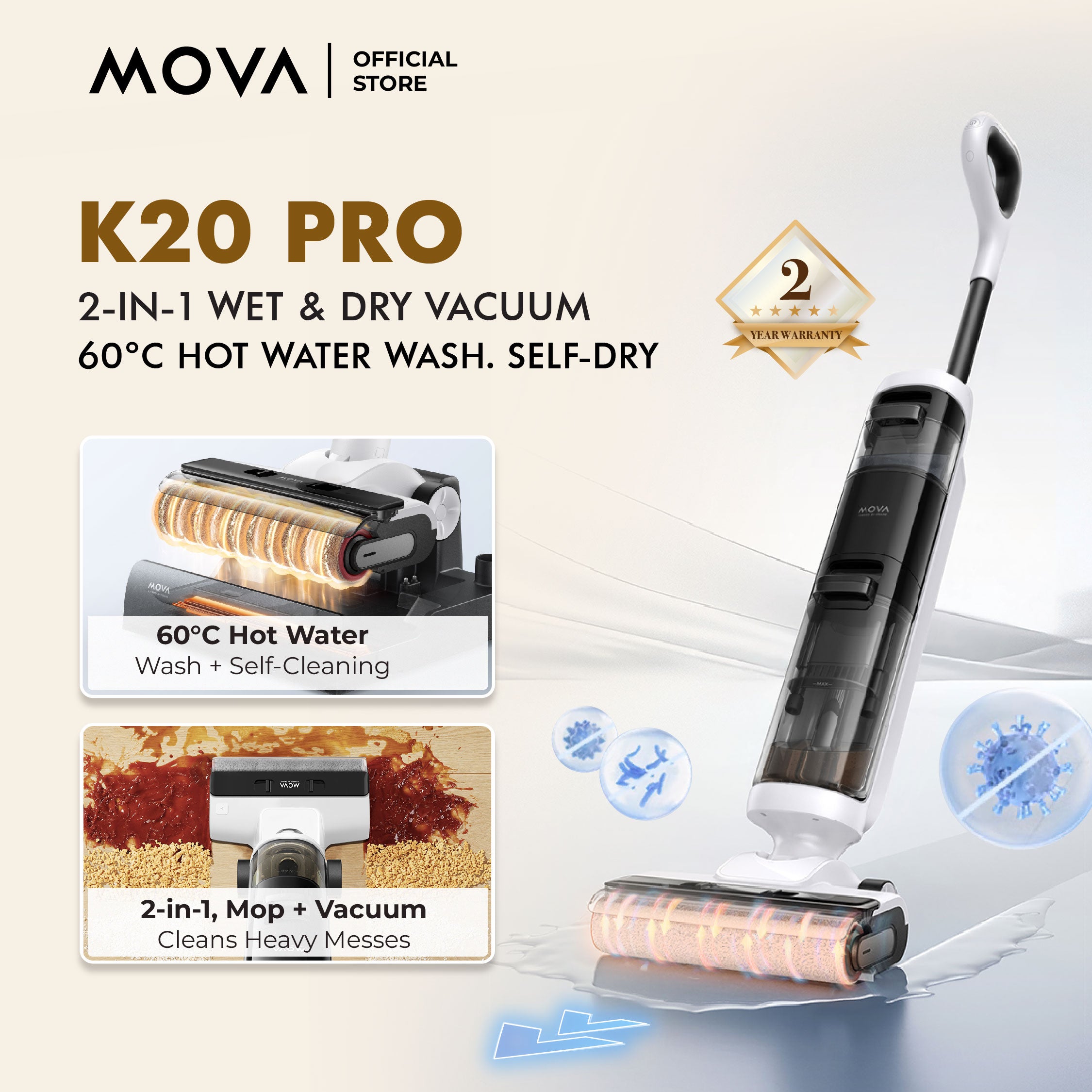 【BEST SELLING】 MOVA K20 Pro Wet and Dry Vacuum Cleaner
