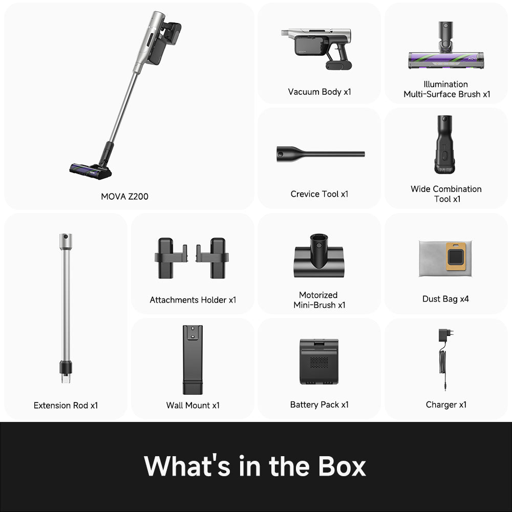 Mova Z200 Auto Empty Stick Vacuum