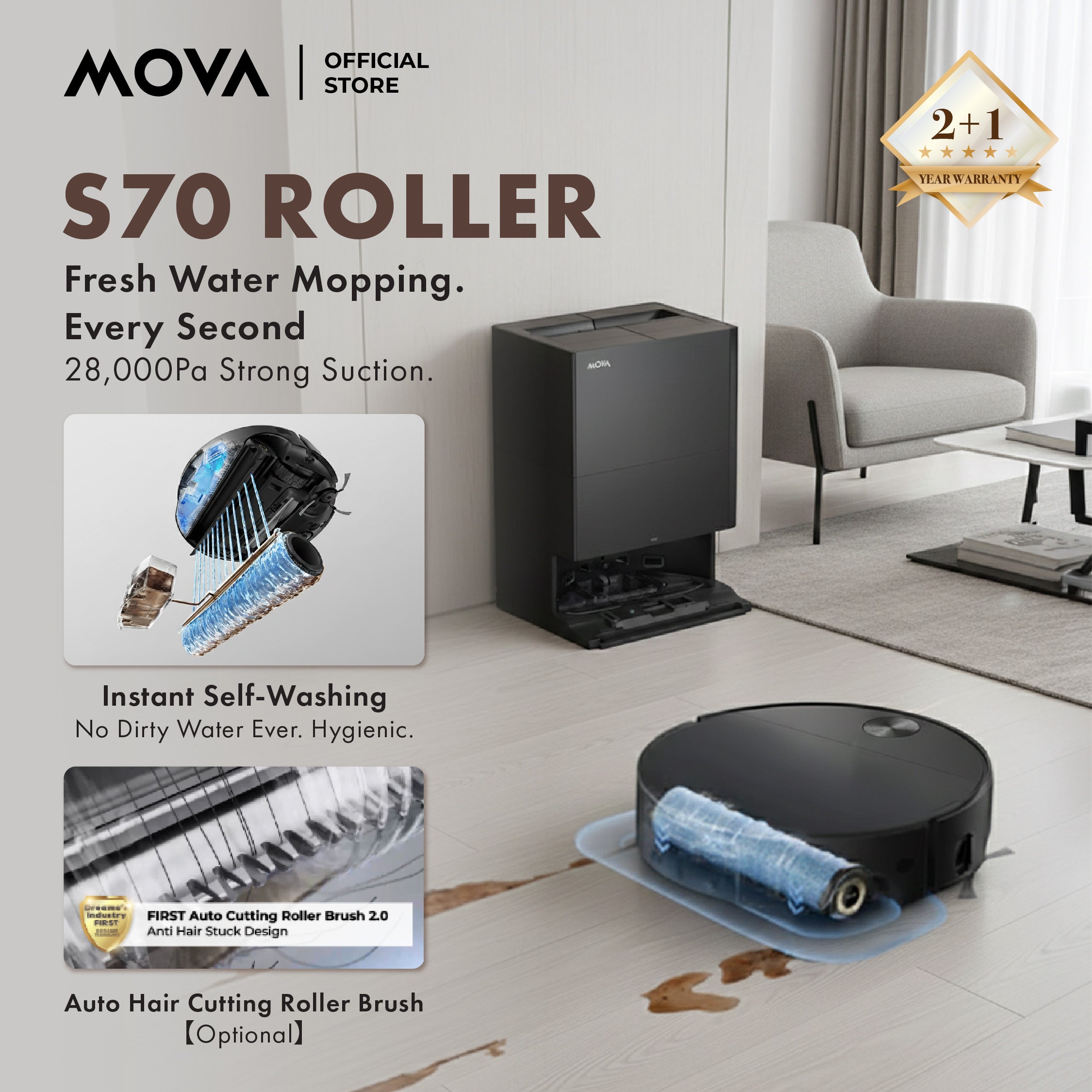 【NEW LAUNCH】MOVA S70 Roller Robot Vacuum Cleaner (Pre-order)