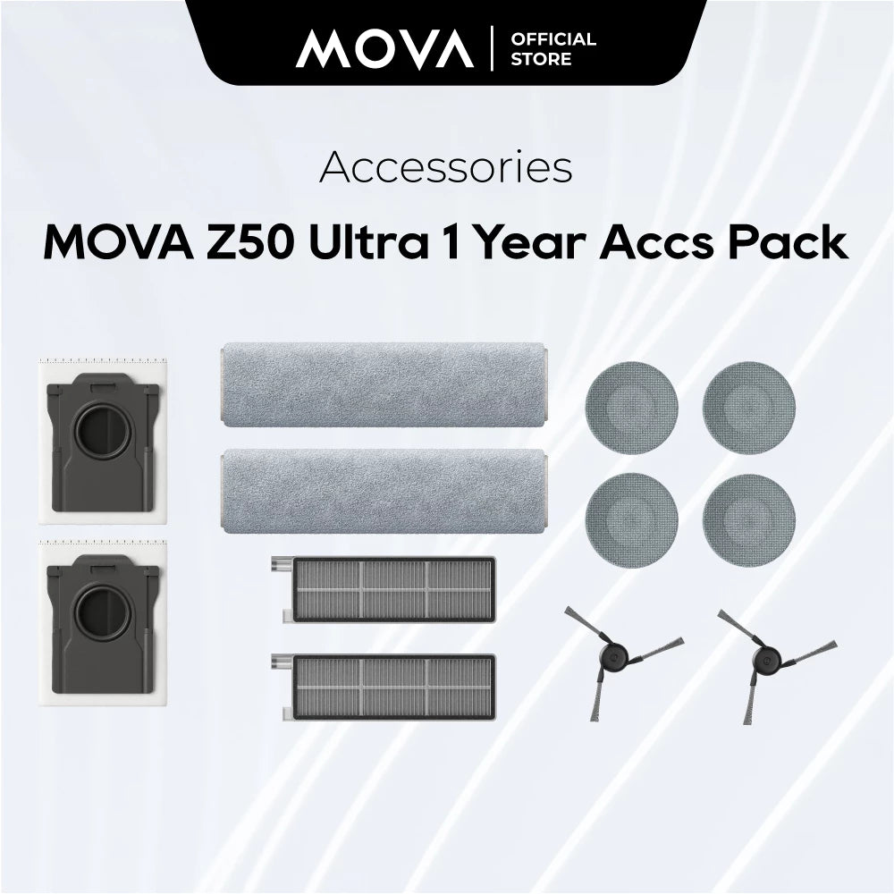 MOVA Z50 Ultra Robot Vacuum Accessories Main Mop Pad Side Brush Dust Bag Detergent
